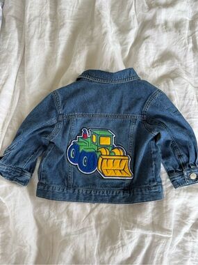 Vintage baby Denim jacket w/ Construction Tractor